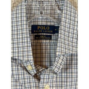 Polo Ralph Lauren Slim Fit Plaid Button Down Shirt Mens Medium Classic Preppy‎